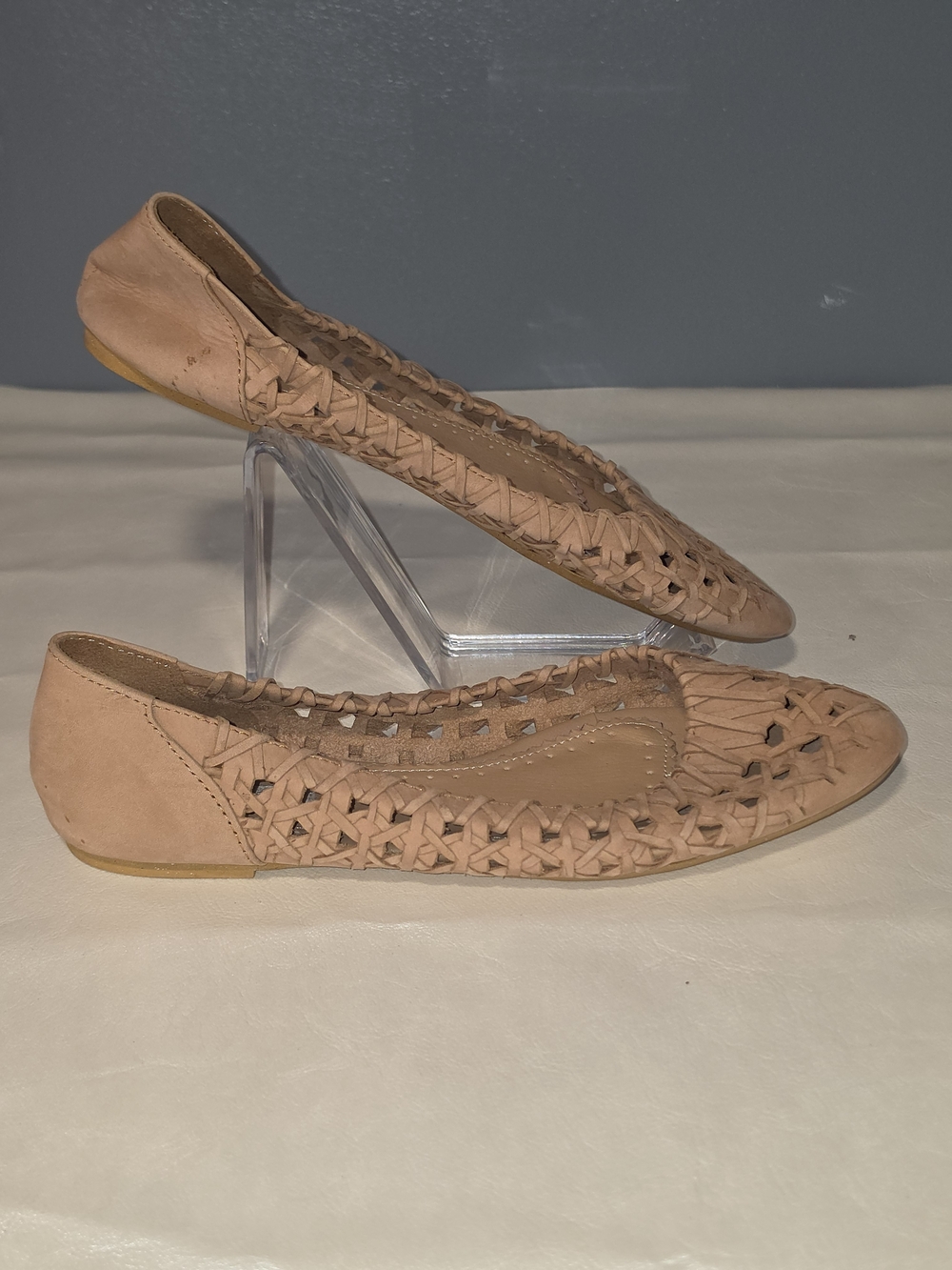 Ecote' Camel Leather Woven Ballet Flats Women's Size 7